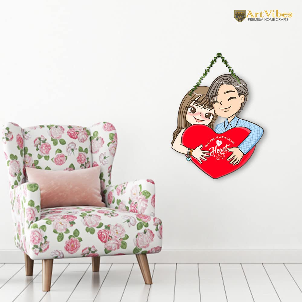 Artvibes Love Heart Wall Hanging for Home Decor | Valentine Gift for Partner | Gift Items For Girlfriend Boyfriend Husband Wife | Wall Poster | Aesthetic Wall Art | Wall Accent (WH_8308N)