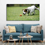 VIBECRAFTS Canvas Paintings for Living Room Drawing Room Dog Playing Canvas Wall Pinting Fitted With Wooden Frame for Home|Office|Gift(PTVCH_2303)