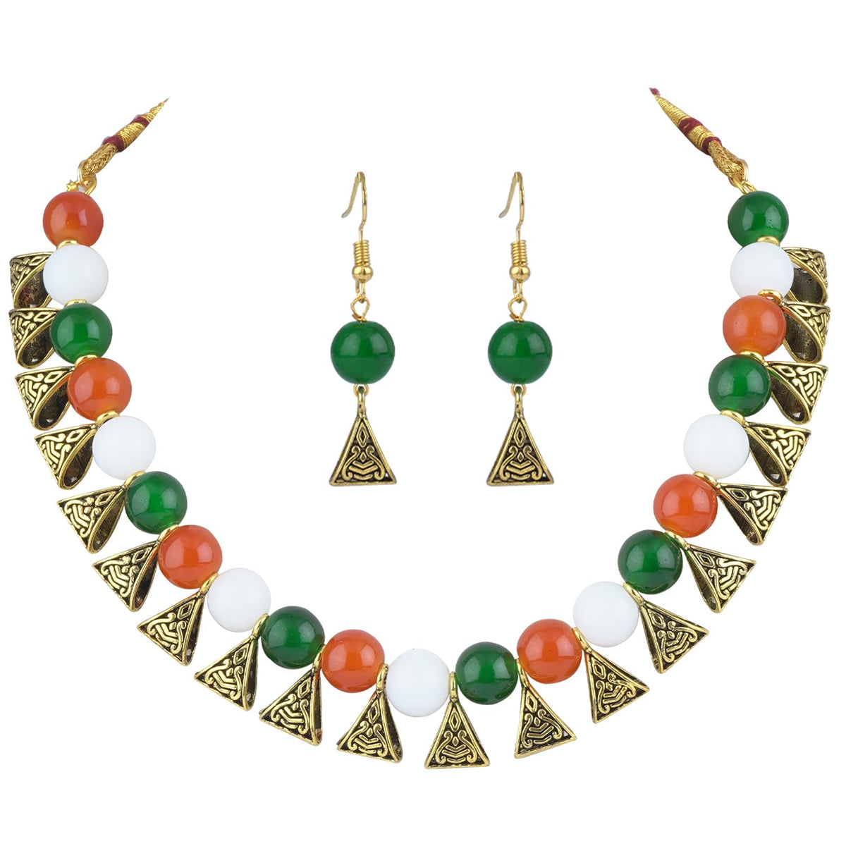JFL - Jewellery for Less Tri Color Necklace set Handmade Fashion Jewellery for Independence Day/Republic Day Women & Girls