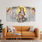VIBECRAFTS Radha Krishna Premium Wall Painting of Five Pieces Set For Home|Office|Living Room|Gift (PTVC5Pcs2_6612)