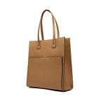 HIE Elena Casual Tote – All-Purpose Vegan Leather Bag for Women, Spacious Front Pocket, Metal Zip Closure, Gold Hardware, Key Hanger, Back Pocket, Perfect for Office & Work.