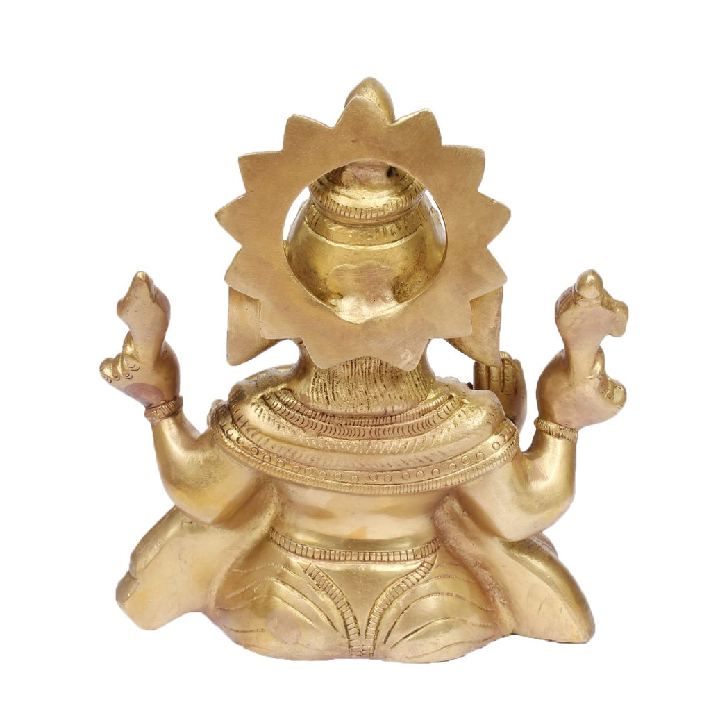 ARTVARKO Brass Sitting Ganesha Ganpati Idol for Gift Ganesh Big Size Murti Home Décor Shop Entrance Height 8 Inches