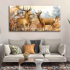 VIBECRAFTS Canvas Paintings for Living Room Drawing Room Pair Of Deer In The Forest Canvas Wall Painting Fitted With Wooden Frame For Home | Office | Living Room | Gift (PTVCH_2461)