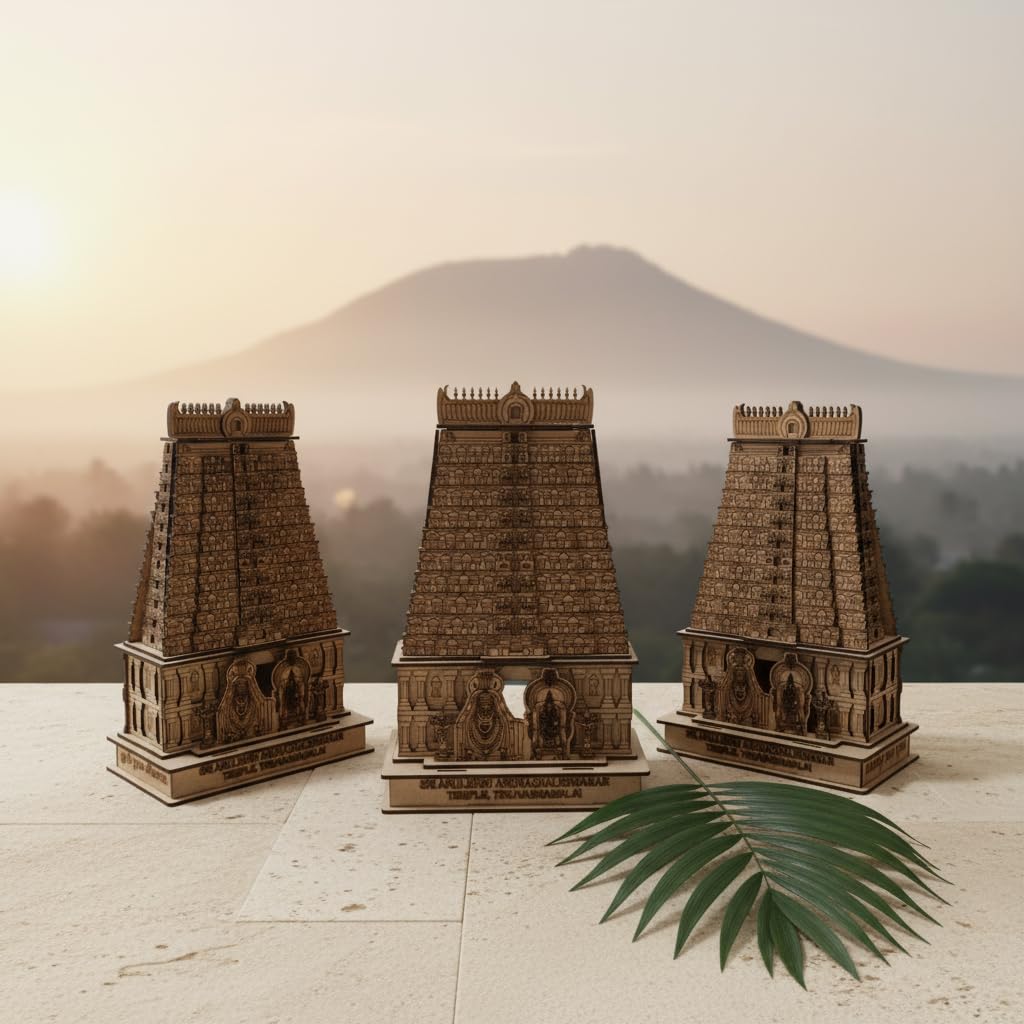 QUEENS CANVAS Wooden Arunachaleswarar Temple Tiruvannamalai 3D Model, 15 inch