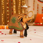 CraftVatika Metal Elephant Statue Tea Light Candle Holder Stand Decorative Showpiece for Home House Decoration Items, Tabletop Showpiece Tealight Holder, Wedding Diwali Decorations