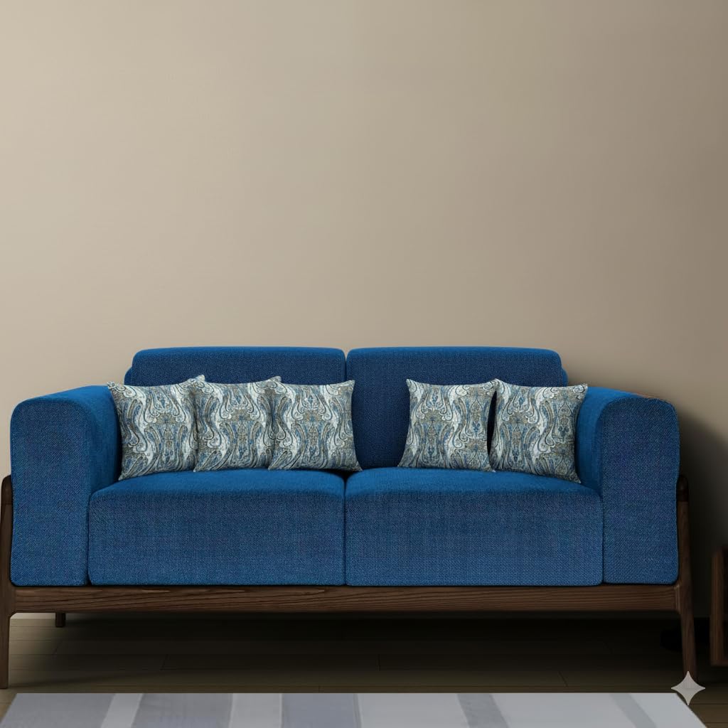Trance Home Linen Set of 5 Premium Cotton 12x12 inch Cushion Covers for Sofa and Diwan | Small Cushion Covers – (12x12 inch | 30cmx30cm, Nargis Blue) – Set of 5