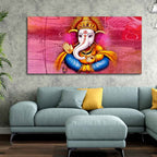 VIBECRAFTS Canvas Paintings for Living Room Drawing Room Ganesha Canvas Wall Painting Fitted With Wooden Frame For Home | Office | Living Room | Gifts (PTVCH_2570)