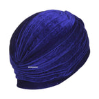 BISMAADH Velvet Soft Pleated Pre Tied Knot Readymade Turban/Pagri Head Wraps for Men & Women Royal Blue