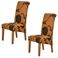 HOKIPO Elira 140 GSM High Back Chair Cover Set of 2, Copper Brown Floral