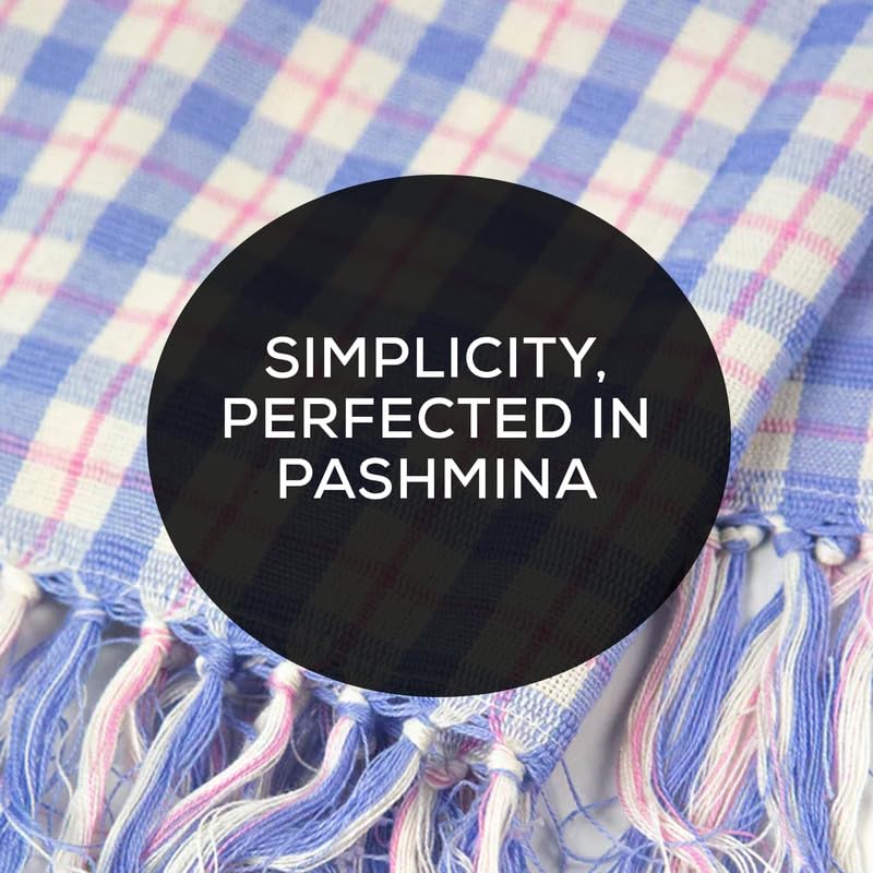 Graziemille PURE PASHMINA IN SILK/CASHMERE IN BLUE CHECKS