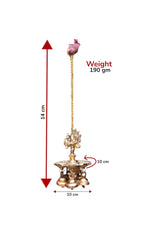 KridayKraft Aluminium Handmade Ethnic Small Peacock Design 5 Oil Wick Hanging Diya, Diyas for Decoration, Medium , Pack of 1, Hanging Decorative Items