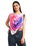 Ravaiyaa - Attitude is everything Women's Crepe Silk Digital Print Large Square Scarf Breathable Lightweight Neckerchief Printed Headscarf 40 x 40 Inch (Purple & Pink Yoga)