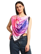 Ravaiyaa - Attitude is everything Women's Crepe Silk Digital Print Large Square Scarf Breathable Lightweight Neckerchief Printed Headscarf 40 x 40 Inch (Purple & Pink Yoga)