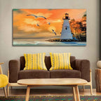 VIBECRAFTS Canvas Paintings for Living Room Drawing Room Light House Canvas Wall Painting Fitted With Wooden Frame For Home | Office | Living Room | Gifts (PTVCH_2566)