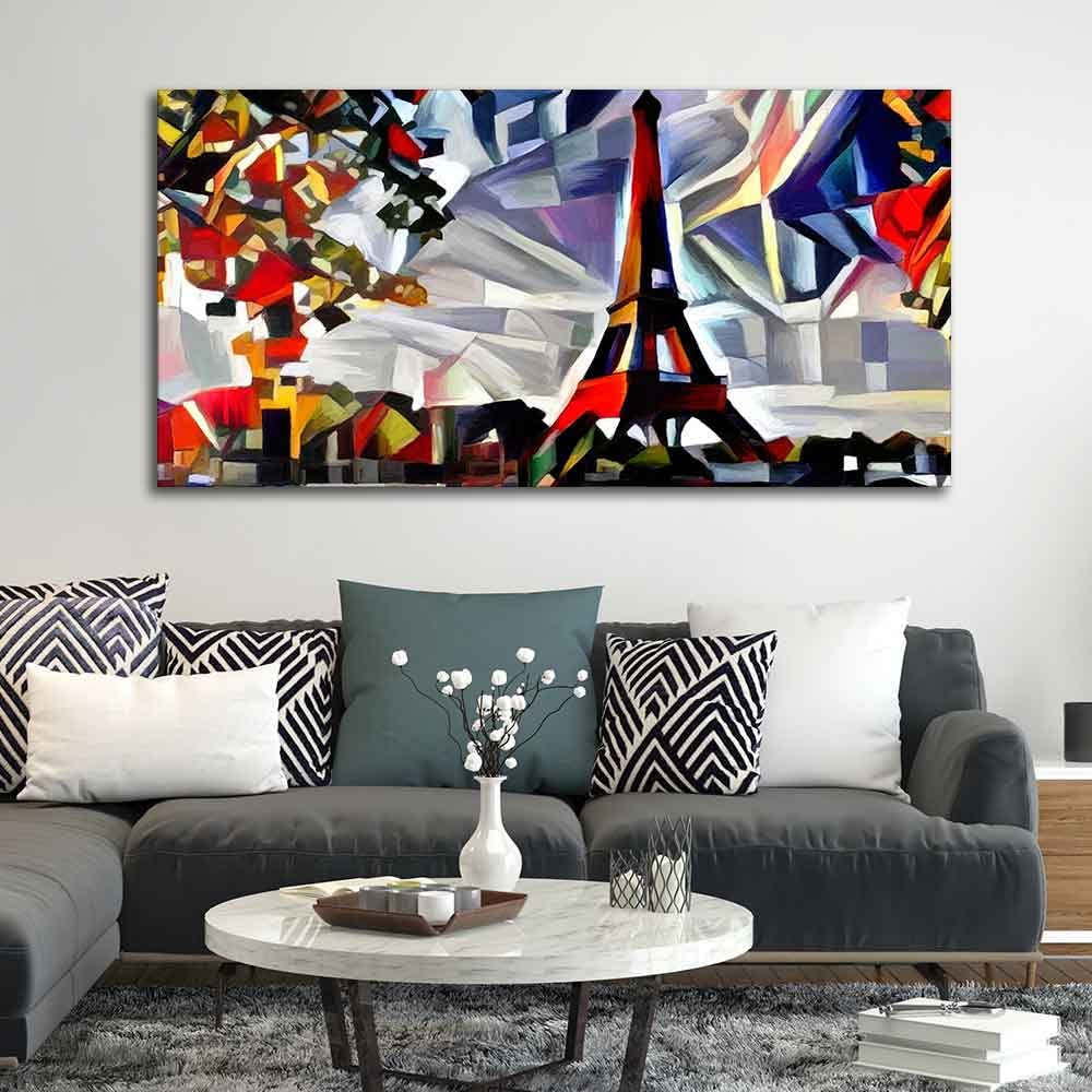 VIBECRAFTS Canvas Paintings for Living Room Drawing Room Abstract Art Premium Canvas Painting of Eiffel Tower in Paris for Home|Office|Gift(PTVCH_2353)
