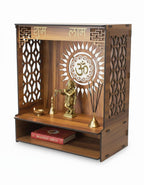 Royal Walnut Finish Wooden Pooja Mandir | Wall Mounted Home Temple with LED Lights & Spacious Storage | Premium Handcrafted Puja Unit (37.5 * 29 * 25 CM) (Large) A8
