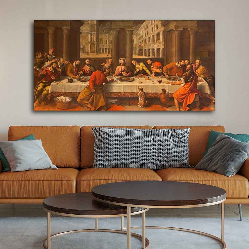 VIBECRAFTS Canvas Paintings for Living Room Drawing Room Beautiful Supper of Christ in Church Chiesa Dei Santi Wall Painting Fitted with Wooden Frame for Home|Office|Gift(PTVCH_2259) (Multi 9)