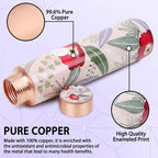 MERCAPE® Pure Copper Water Bottle 900 ml with Leak Proof Lid | Multi Color Floral Printed Designer Tamba Bottle for Home, Office, Gym & Travel | BPA Free Reusable Water Bottle for Daily Use