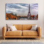 VIBECRAFTS Canvas Paintings for Living Room Drawing Room Eiffel Tower And Seine River Canvas Wall Painting Fitted With Wooden Frame For Home | Office | Living Room | Gift (PTVCH_2462)