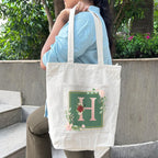 Zoomin Spacious Cotton Tote Bag with Zip Closure and Double Inner Pockets | Soft Fabric Shopping Bag with 60cm Long Handle | Multipurpose For Travel or Daily Essentials (Design - Bouquet Monogram H)