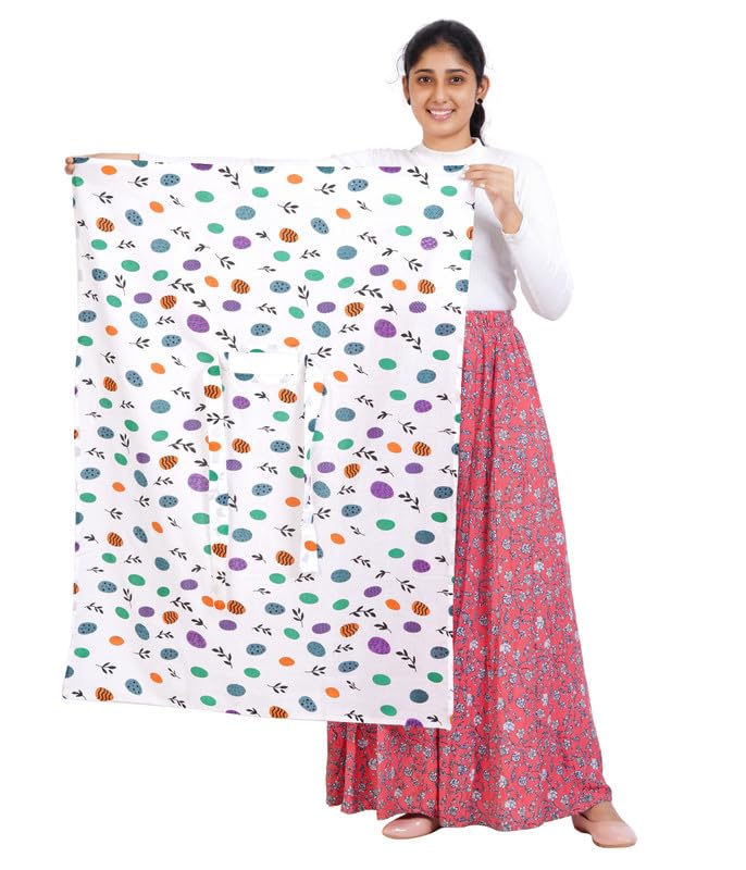 Cambric printed Cotton Head scarf for hair and face skin protection/Usable for vehicle Driver for sunlight UV protection / Free Size for Girls and Women (110 * 80 cm) -(Pack 1- Green Butta in White)