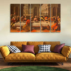 VIBECRAFTS Supper of Christ in Church Chiesa Dei Santi Five Pieces Wall Painting For Home|Office|Living Room|Gift (PTVC5Pcs4_8590)