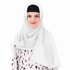 MyBatua Long Hijab in Breathable Soft Georgette large Head Wrap, Wholesale Price, 1pc Scarf HJ-020 (50x180 cm, White)