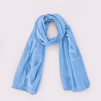 Ravaiyaa Women Solid Chiffon Scarves With Lace Border | Women Lightweight Breathable Solid Color Soft Chiffon Long Fashion Scarves Sun-proof Shawls Wrap (Light Blue)