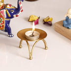 DECORCAVE Metal Candle Stand | 10 x 10 cm | Gold Finish | Premium Decorative Candle Holder for Living Room, Kitchen & Dining Table | Modern Tabletop Accent & Elegant Gifting Item