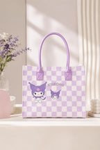 THE CUTE CRAZE New Cartoon Felt Tote Bag – Large Capacity Lightweight Shoulder Bag for Shopping, College & Daily Use (PURPLE)