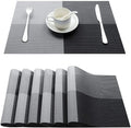 OXSAM Placemats, Heat Insulation Non-Slip Vinyl mats, Stain-Resistant Tablemats for Home and café Dining Table Décor (Black Checks, Pack of 6) Kafalo