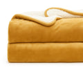 CHANDRAVATI Premium Polyester Micromink Summer Ac/Mild Winter/Heavy Winter Sherpa Blanket Super Soft Flannel Solid/Plain || 200 TC || (Golden, Single) Kafalo