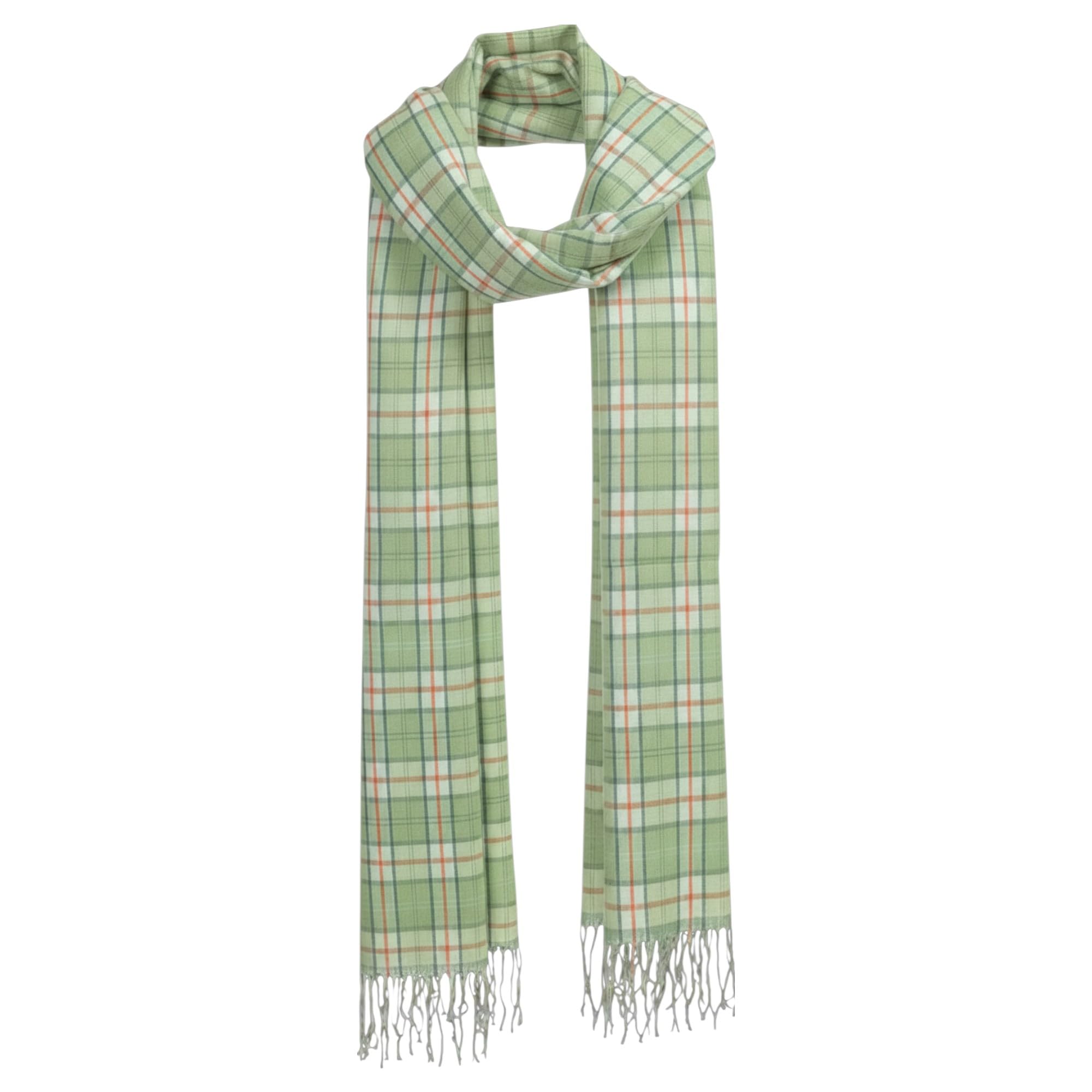 Graziemille PURE PASHMINA IN SILK/CASHMERE IN GREEN CHECKS