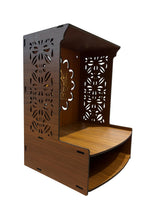 WIZZARTPRINTS Beautiful Wooden Pooja Stand for Home Mandir with LED Spot Light | Wall Mounted Temple for Home and Office | Compact Wooden Puja Mandir Desing 2