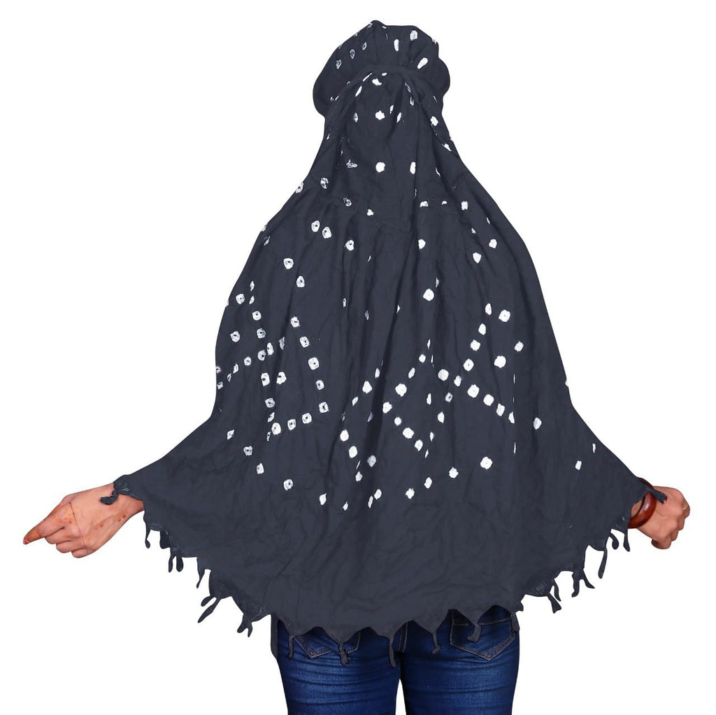 Vinsh Enterprise Cotton Long Scarf Cum Mask Scarves Usable for Vehicle Driver | White Printed Design | Universal Size | For Girl & Women | Soft & Breathable Sun Protection (Dark Grey)