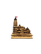 eXme Ram Mandir Wooden Miniature Temple Statue – Handcrafted Lord Ram Mandir Idol for Home, Office, Car Dashboard & Gifting | Spiritual Decor Showpiece (W 8 x D 14 x H 14.5 cm)