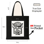 Kirmada Black Cotton Tote Bag | Brainstorm Mode AFK Loading Design | Minimal Tech Humor Tote for College, Work & Shopping | Zipper Closure | Reusable Eco Friendly Cotton Bag | Gift for Creatives