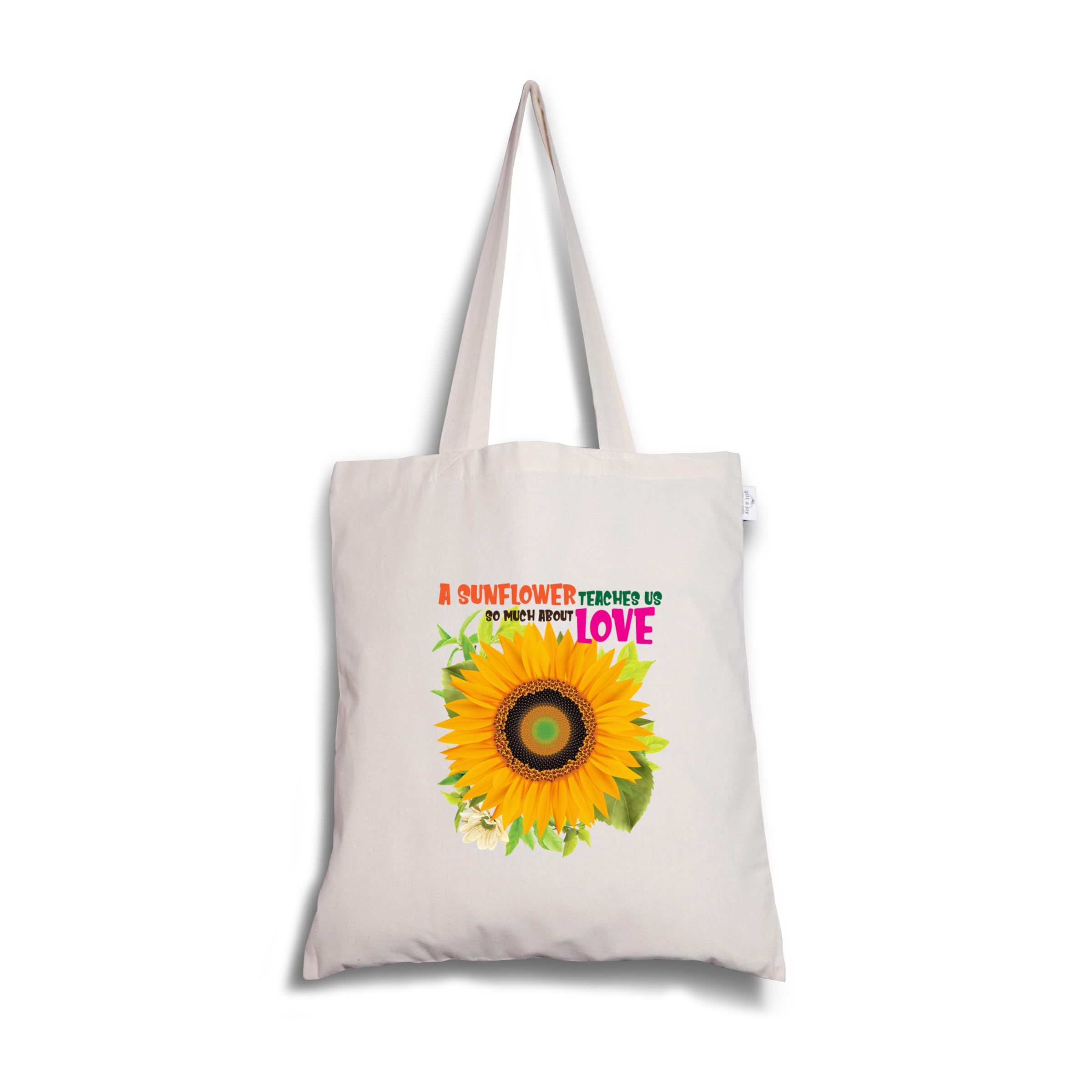 Gift a Joy Sunflower Print Cotton Tote Bag for Women & Girls | Reusable Multipurpose Shopping Bag for Office, College, Travel & Daily Use