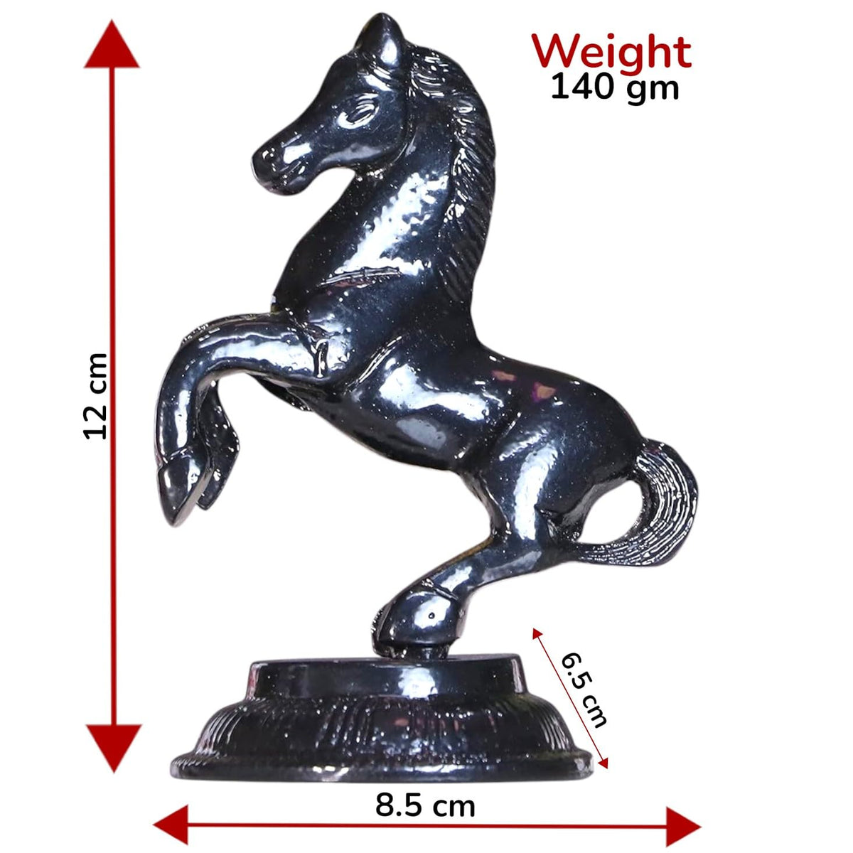 KridayKraft Jumping Horse Metal Statue for Wealth Table Top Figurine for Living Room Bedroom Home Office Animal Decorative Showpiece Feng Shui Vanstu Sculpture for Gift Purpose. (Black)
