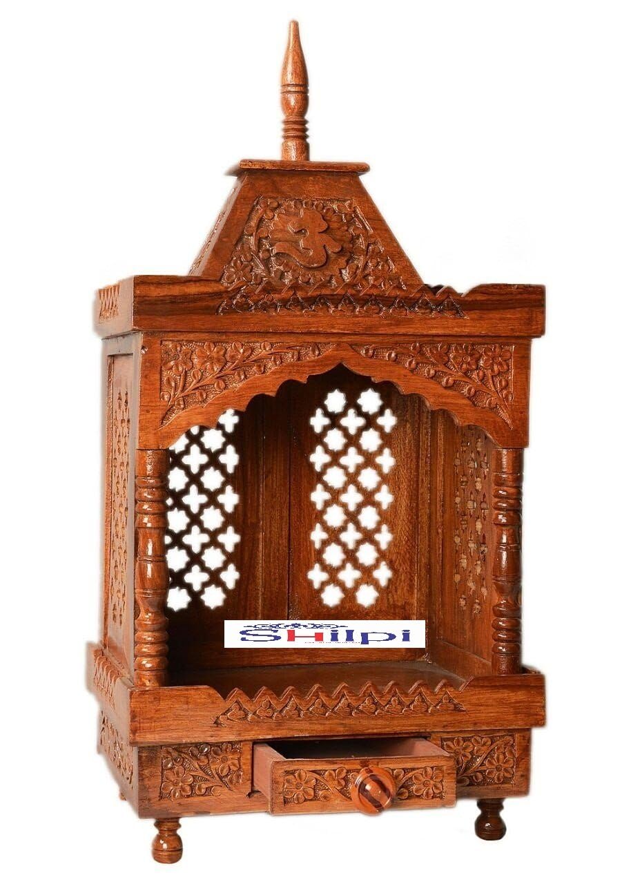 Shilpi Brown Sheesham Antique Wooden Temple/Mandir/Puja Esstential/Wooden Mandir (Design 1)
