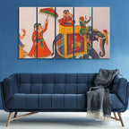 VIBECRAFTS Traditional Indian Miniature Art Wall Painting Set of Five For Home|Office|Living Room|Gift (PTVC5Pcs4_8617)