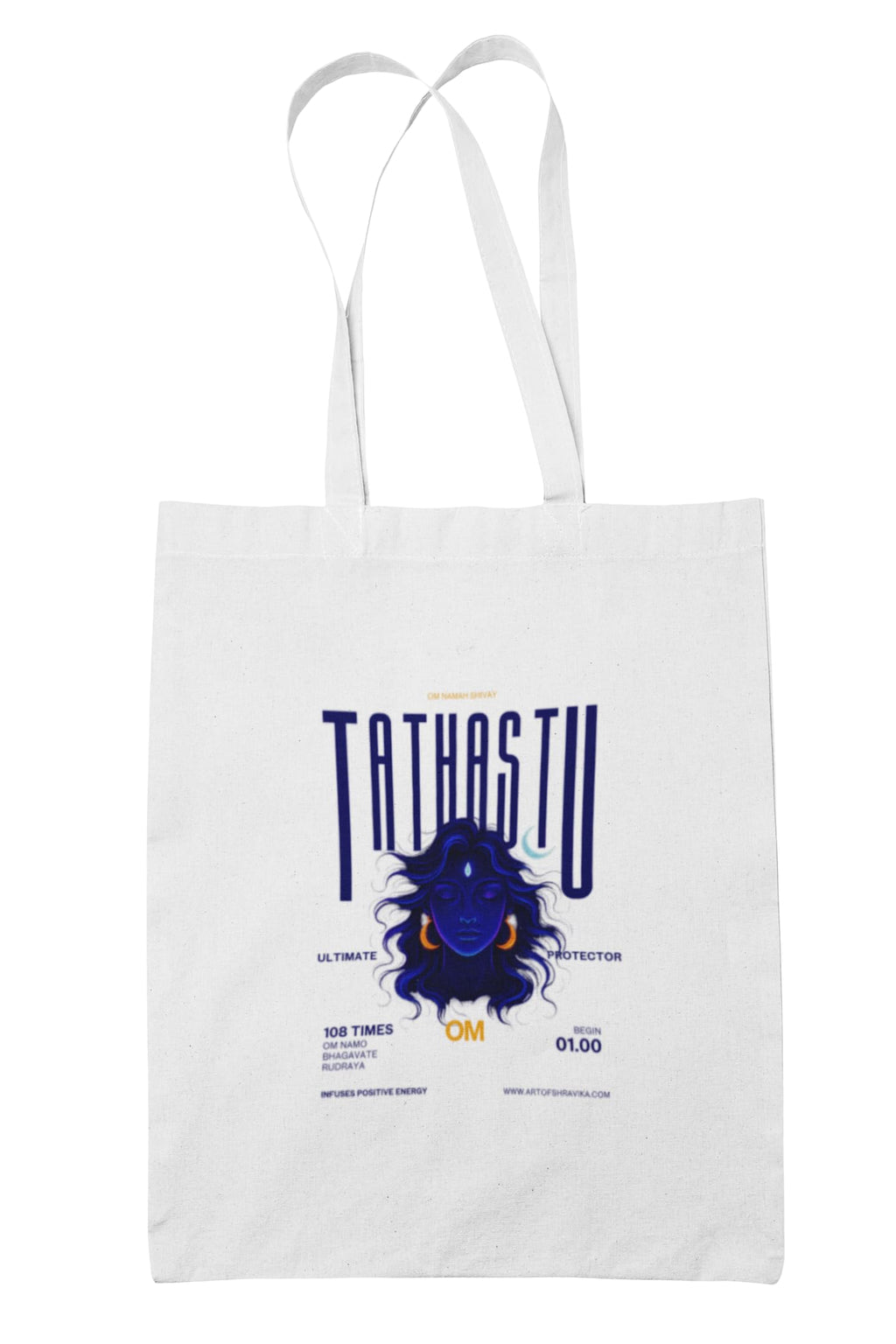 Art of Shravika Tote Bag with Tathastu Design | Durable Cotton Fabric | Reusable Shopping and Casual Carry Bag