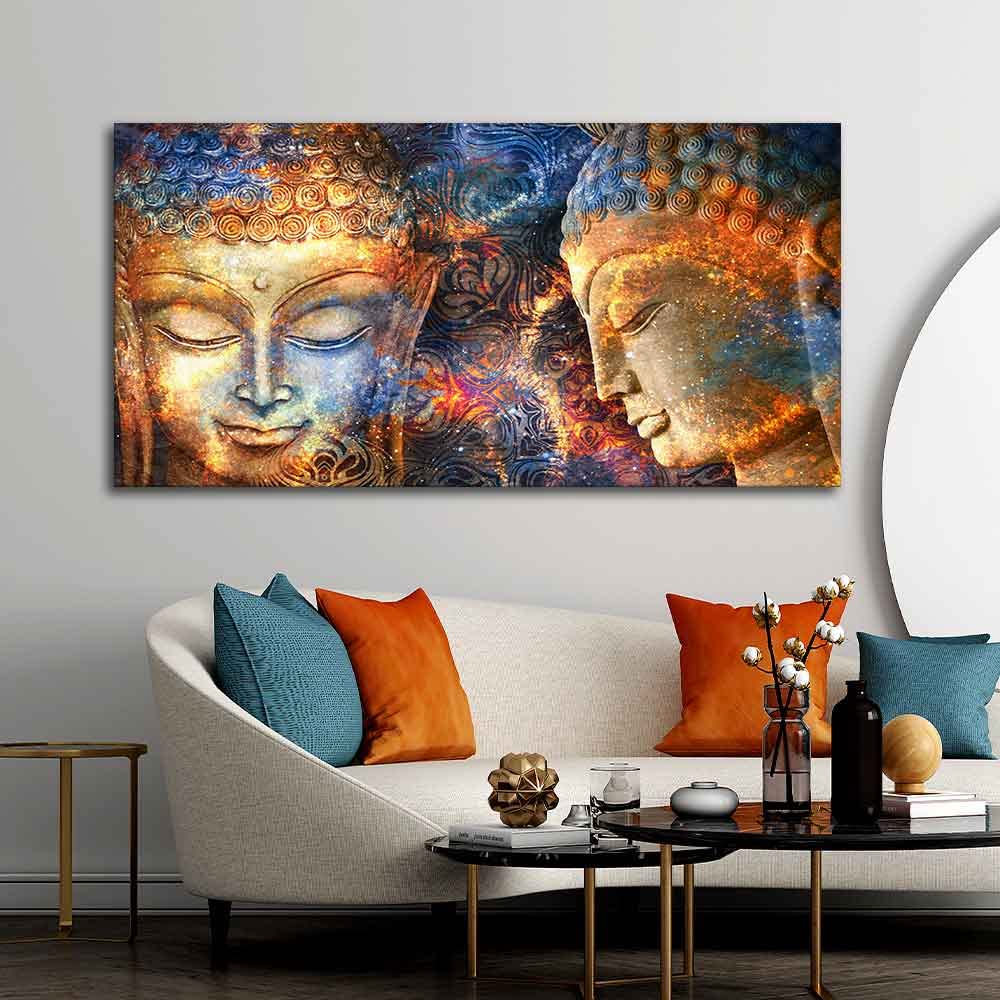 VIBECRAFTS Canvas Paintings for Living Room Drawing Room Head Of Buddha Canvas Wall Painting Fitted With Wooden Frame For Home | Office | Living Room | Gifts (PTVCH_2556)