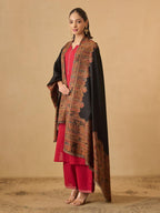 Pashmoda Women Arcadia Borders Kashmiri Jamawar Woven Design Shawl (Size: 40x80in, 101x203cm) SECS55
