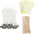 Candle Making Kit, 50 Cotton Wicks 4(10 cm), 54 Wick Stickers, 10 Wooden Wick Holders