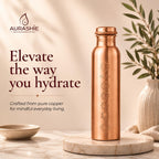 AURASHIE Pure Copper Water Bottle 1 Litre with Sacred (7 Chakras) Geometry Design | BPA Free & Leak Proof | Copper-Infused Water | Durable & Rust Proof | Ayurveda Health Benefits - (Plain Copper)