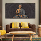 VIBECRAFTS Canvas Paintings for Living Room Drawing Room Gautam Buddha Meditating Canvas Wall Painting Fitted With Wooden Frame For Home | Office | Living Room | Gift (PTVCH_2490)