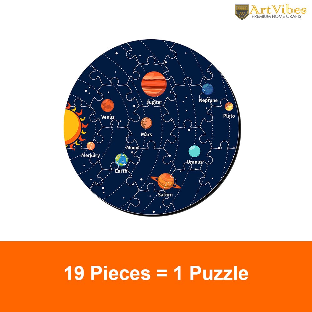 Artvibes Our Solar System Wooden Premium Puzzles for Kids | Jigsaw Puzzles for Kids Age 3-5 | 19 Pieces Puzzle | Toddlers Wooden Puzzle | Fun Learning Brain Booster for Little Children (PZ_701N)