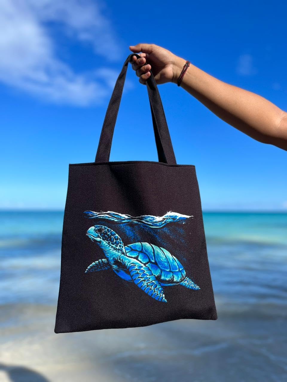 The Purple Tree Beach Dreams Tote Bag with Ocean Theme for Women - 1 Pc, Eco Friendly,Underwater Turtle Tote Bag, Gifts For Women