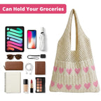 Zibuyu® Knitted Heart Pattern Crochet Bags for Women Stylish
